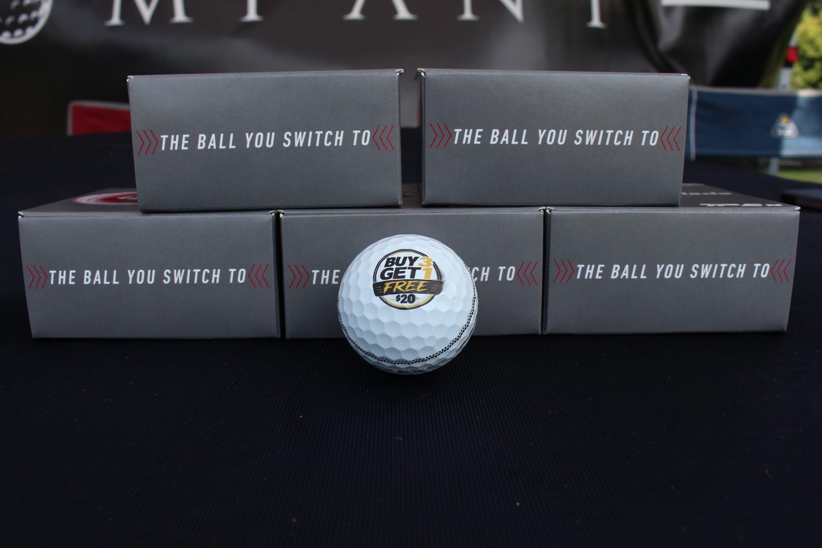 TaylorMade TP5x boxes with a custom printed golf ball